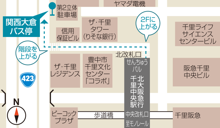 北大阪急行 千里中央 駅 関西大倉中学校 高等学校